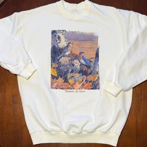 Vintage Bluebirds At Dawn Nature Print Sweater / Bruce Miller 1992